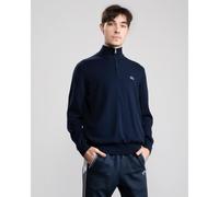 Lacoste Half Zip Logo Mens Sweatshirt - Navy Cotton Jersey - Size Medium