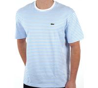 Lacoste Heavy Cotton Striped T Shirt White/Sky Blue