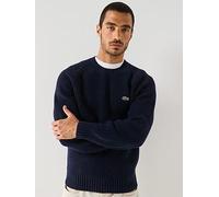 Lacoste Heavyweight Rib Crew Neck Knitted Jumper, Navy, Size 2Xl, Men Navy