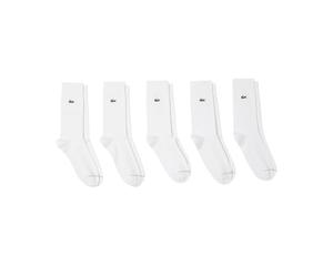 Lacoste High-Cut Organic Cotton Socks Five-Pack Socks, White/White-White-W, 35-38 Unisex-Adult, White/White-White-W, 35-38