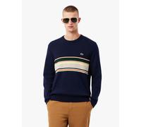 Lacoste Knitted Stripe Crew Neck Jumper with Wool Navy Mix
