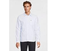 Lacoste Large Striped Oxford Shirt, Blue, Size S, Men Blue