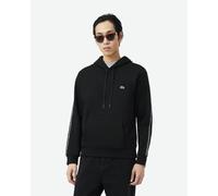 Lacoste Logo Stripe Half Zip Hoodie Black White - M