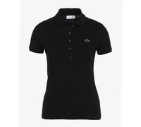 Lacoste Logo Womens Red Polo Shirt - Black Cotton - Size 8 UK