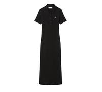 Lacoste Long Ribbed Cotton Polo Dress, Women's, Black, Organic Cotton, EF9622 (UK, Numeric, 10, Regular, Regular, Black)