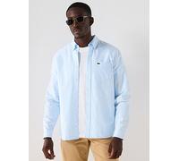 Lacoste Long Sleeve Oxford Shirt - Blue, Light Blue, Size 2Xl, Men Light Blue