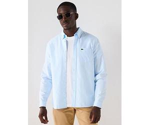 Lacoste Long Sleeve Oxford Shirt, Light Blue, Size M, Men Light Blue