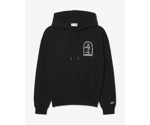 Lacoste Loose Fit Printed Hoodie Black White - XL