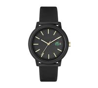 Lacoste Men's 12.12 Black Dial Black Silicone Strap Watch