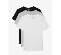 Lacoste Mens 3-Pack Plain Mens T-Shirts - White/Silver Chine-Black BXY - White/Silver Chine-Black BXY - M