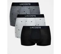 Lacoste Mens 3 pack trunks in grey and black with all over print - Multicolour - Size X-Small
