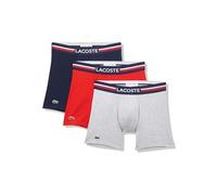 Lacoste Men's 3 Pack Underwear Boxer "French Flag" Underwear, Navy Blue/Chine-re Silver, M