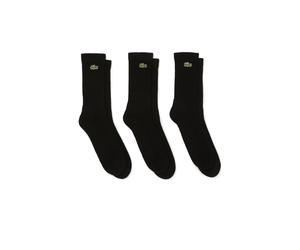 Lacoste Mens 3 Pack Unisex SPORT High-Cut Socks - Black Cotton - Size UK 6-8