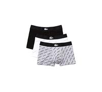 Lacoste Men's 5H1774 Underwear Trunk, Black/Silver Chine-White, S