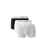 Lacoste Men's 3-Pack Stretch Cotton Trunks – Black / White / Grey Chine – Size L