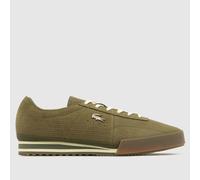 Lacoste Men's Aura Trainers in Khaki & White, Logo Detail, Leather, Size: 9 UK 9