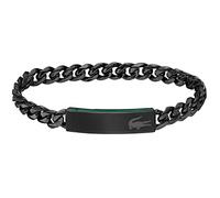 Lacoste Men's BASELINE Collection Chain Bracelet in Black Stainless Steel with an Engraved Plaque - 2040082