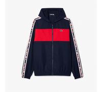 Lacoste Mens Block Logo Stripe Tennis Jacket in Navy - Size Large