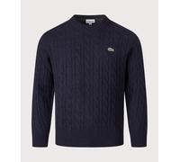Lacoste Mens Cable Knit Jumper - Colour: 166 Navy Blue - Size: 4/M