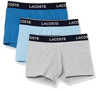 Lacoste Men's Casual Classic Cotton Stretch Trunks (3 Pack), Light Blue/Bright Blue/Grey, XL