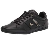 Lacoste Men's Chaymon Sneaker, Black/Black/Gold Leather, 8.5 UK