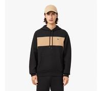 Lacoste Mens Colour-Block Fleece Hoodie in Black Cotton - Size Small