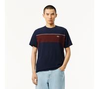 Lacoste Mens Cotton Colour-Block T-Shirt in Navy Red - Size Small