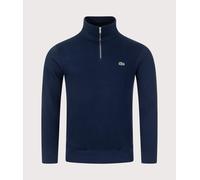 Lacoste Mens Zippered Stand-Up Collar Cotton Sweatshirt in Navy - Size X-Large