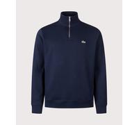 Lacoste Mens Zippered Stand-Up Collar Cotton Sweatshirt in Navy - Size Medium