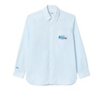 Lacoste Mens Crocodile Badge Relaxed Fit Shirt - Blue/White - 15.75in - Blue/White