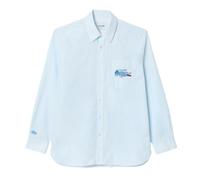 Lacoste Mens Crocodile Badge Relaxed Fit Shirt - Blue/White - 15in - Blue/White - 100% Cotton
