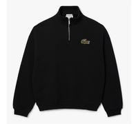 Lacoste Mens Fit Zip Neck Badge Accent Sweatshirt in Black - Size Small
