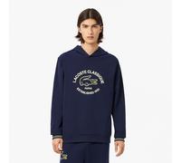 Lacoste Mens Fleece Loungewear Hoodie in Navy Cotton - Size Small
