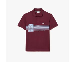 Lacoste Mens French Made Classic-Fit Polo Shirt in Red Cotton - Size Medium