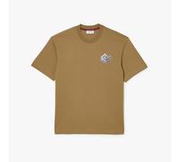 Lacoste Mens Heavy Cotton Jersey Mutli Badge T-Shirt in Tan - Size X-Small