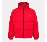 Lacoste Mens Hooded Puffer Jacket with Logo in Red - Size Small
