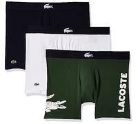 Lacoste Men's Iconic Fashion 3 Pack Cotton Stretch Boxer Shorts Briefs, Thyme/Navy/White, L