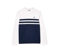 (S, White/Navy) Lacoste Mens Interlock Stretch Tennis Sweatshirt