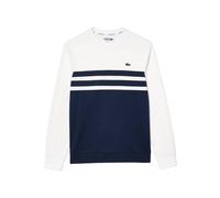 Lacoste Mens Interlock Stretch Tennis Sweatshirt - White/Navy - S - White/Navy - 100% Recycled Polyester