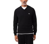 Lacoste Men's Long Sleeve V Neck Cotton Jersey Sweater - black - Large
