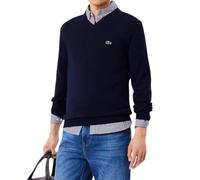 Lacoste Men's Long Sleeve V Neck Cotton Jersey Sweater - Blue - Large