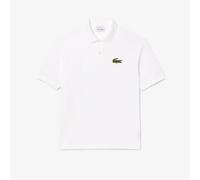 Lacoste Mens Loose-Fit L.12.12 Piqué Badge Polo Shirt in White Cotton - Size Medium