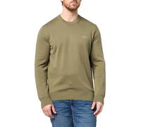 Lacoste Men's Monochrome Crew Neck Cotton Sweater, Olive, Medium
