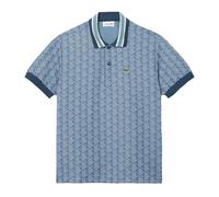 Lacoste Mens Monogram Jacquard Classic Polo Shirt - Blue - S - Blue - 58% Recycled Polyester/38% Cotton/4% Polyamide