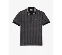 Lacoste Mens Monogram Polo-Black Cotton - Size 2XL