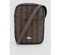 Lacoste Mens Monogram Zip Cross-Body Bag, Brown, Men Brown