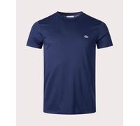 Lacoste Crew-Neck T-Shirt Monochrome Cotton Pima Jersey Navy Blue Large