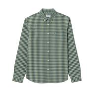 Lacoste Mens Plaid Poplin Regular Shirt - Khaki Green - 15in - Khaki Green - 100% Cotton