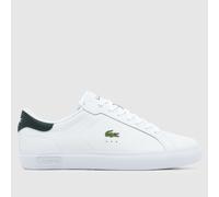 Lacoste Men's Powercourt Trainers in White & Green, Logo Detail, Leather, Size: 8 UK 8 (EU 42)