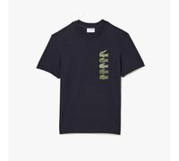 Lacoste Mens Regular Fit Iconic Croc T-Shirt in Blue material_cotton - Size Large